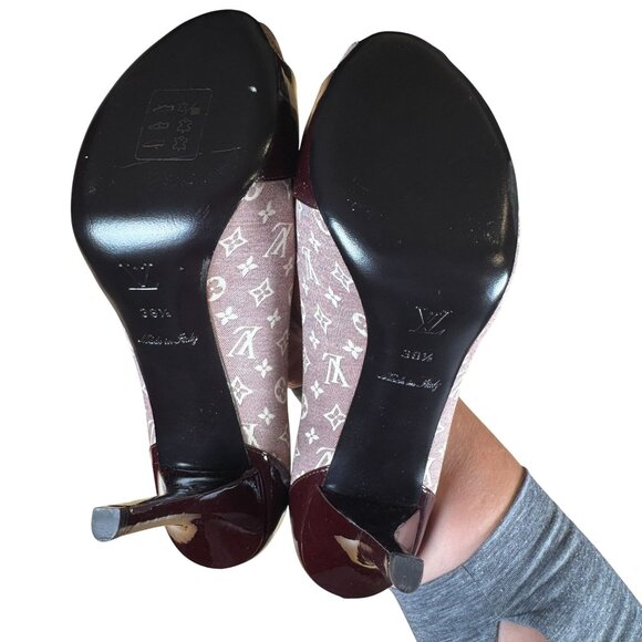 Louis Vuitton Vintage Monogram Idylle Romance Peep Toe Stiletto Heels Size 38.5 - Picture 11 of 12